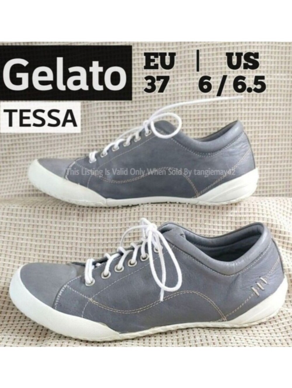 Gelato Womens Shoes Minimalist Grey Tessa Lace Up Sneakers EU 37 I US 6 To 6.5